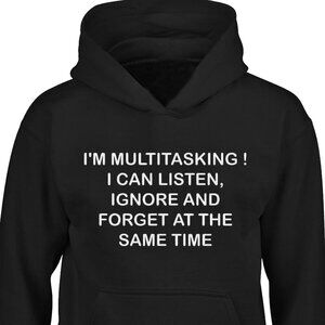New I'm Multitasking Black Hoodie Fleece Sweatshirt